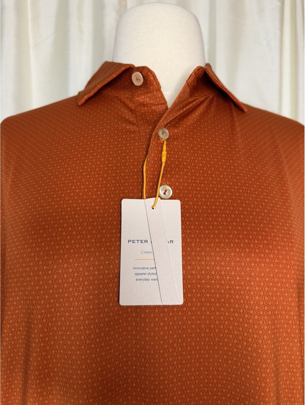 Peter Millar Summer Comfort Tessaract Polo Shirt Men’s Size S Orange NWT SPF - Picture 2 of 7